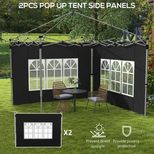 Outsunny Outsunny Gazebo Side Panels for 3x3(m) or 3x4m Pop Up Gazebo, 2 Pack, Black - Gazebos