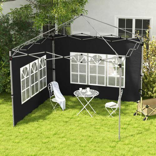 Outsunny Outsunny Gazebo Side Panels for 3x3(m) or 3x4m Pop Up Gazebo, 2 Pack, Black - Gazebos