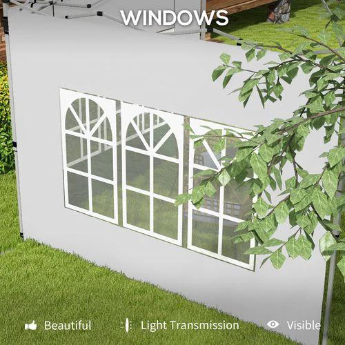 Outsunny Gazebo Side Panels for 3x3(m) or 3x4m Pop Up Gazebo, 2 Pack, White by Outsunny