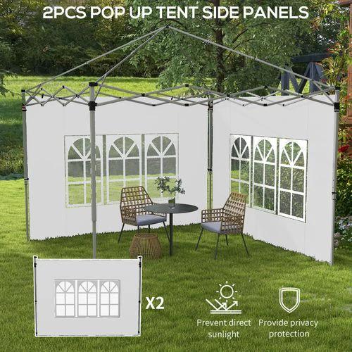 Outsunny Gazebo Side Panels for 3x3(m) or 3x4m Pop Up Gazebo, 2 Pack, White by Outsunny