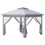 Outsunny Pop Up Gazebo Height Adjustable Canopy Tent w/ Carrying Bag, Grey - Gazebos