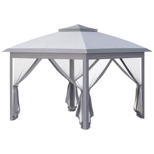 Outsunny Pop Up Gazebo Height Adjustable Canopy Tent w/ Carrying Bag, Grey - Gazebos