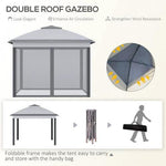 Outsunny Pop Up Gazebo Height Adjustable Canopy Tent w/ Carrying Bag, Grey - Gazebos