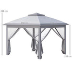 Outsunny Pop Up Gazebo Height Adjustable Canopy Tent w/ Carrying Bag, Grey - Gazebos