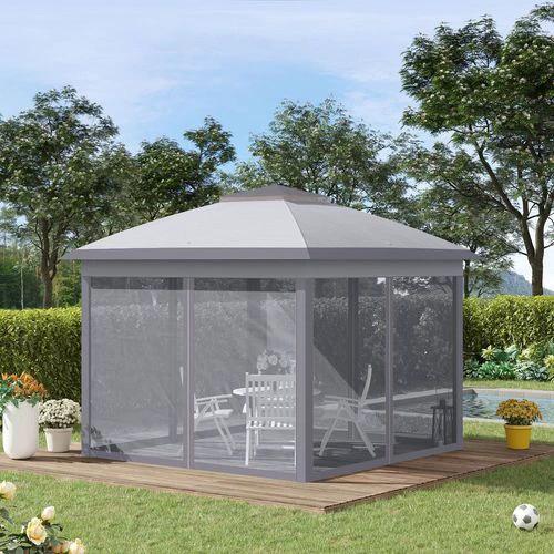 Outsunny Pop Up Gazebo Height Adjustable Canopy Tent w/ Carrying Bag, Grey - Gazebos