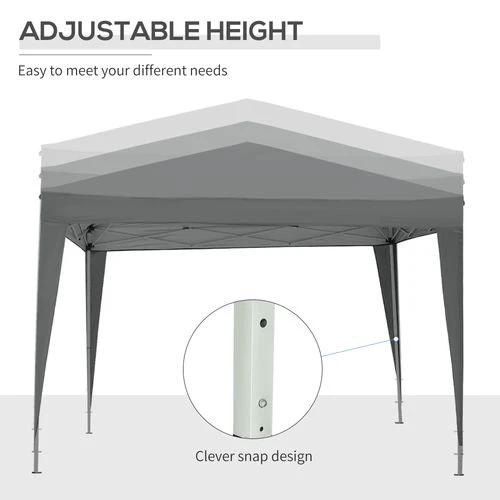 Outsunny 3mx3m Pop Up Gazebo Party Tent Canopy Marquee with Storage Bag Grey by Outsunny