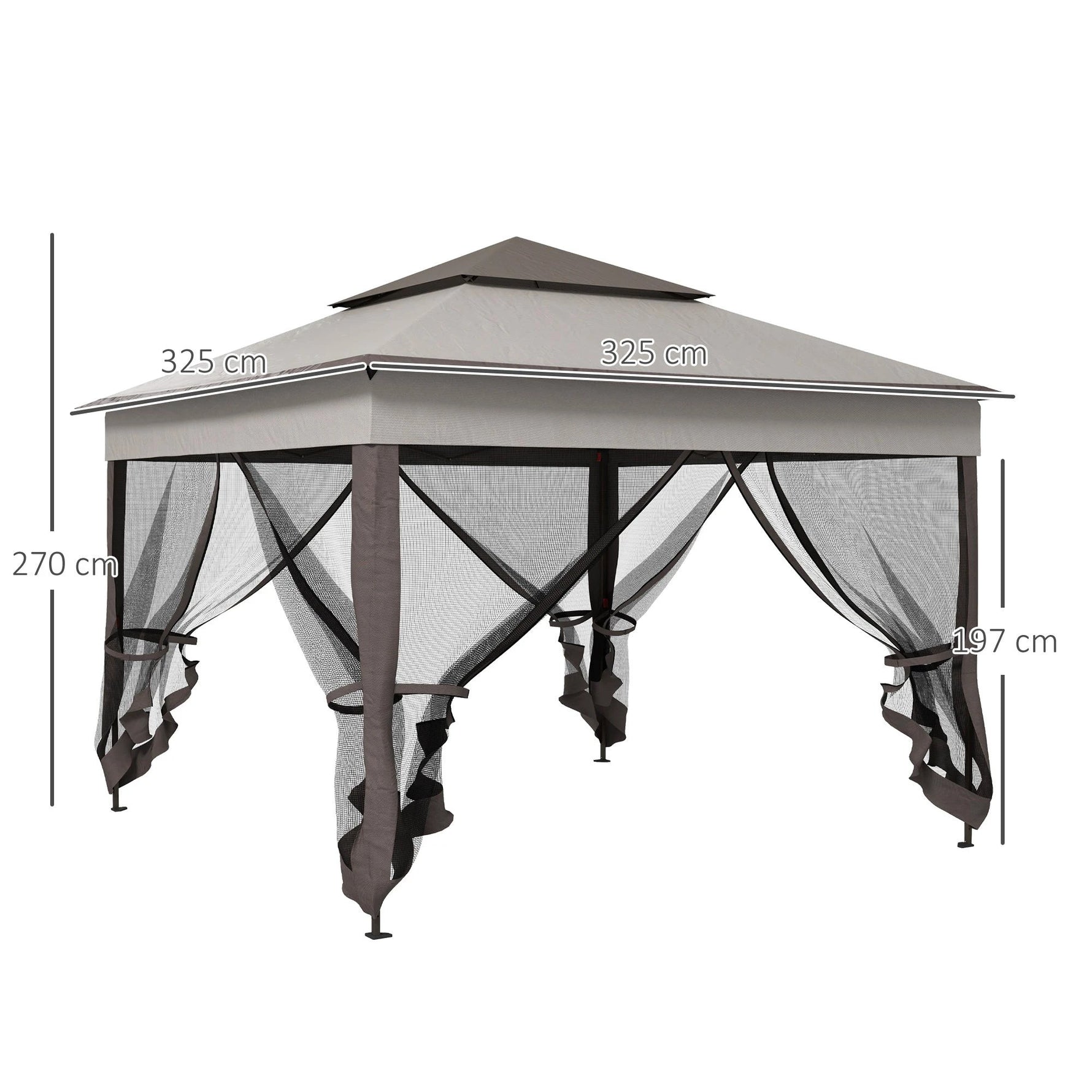 Outsunny Garden Folding Tent Heavy Duty Pop Up Gazebo for Party Light Grey by Outsunny