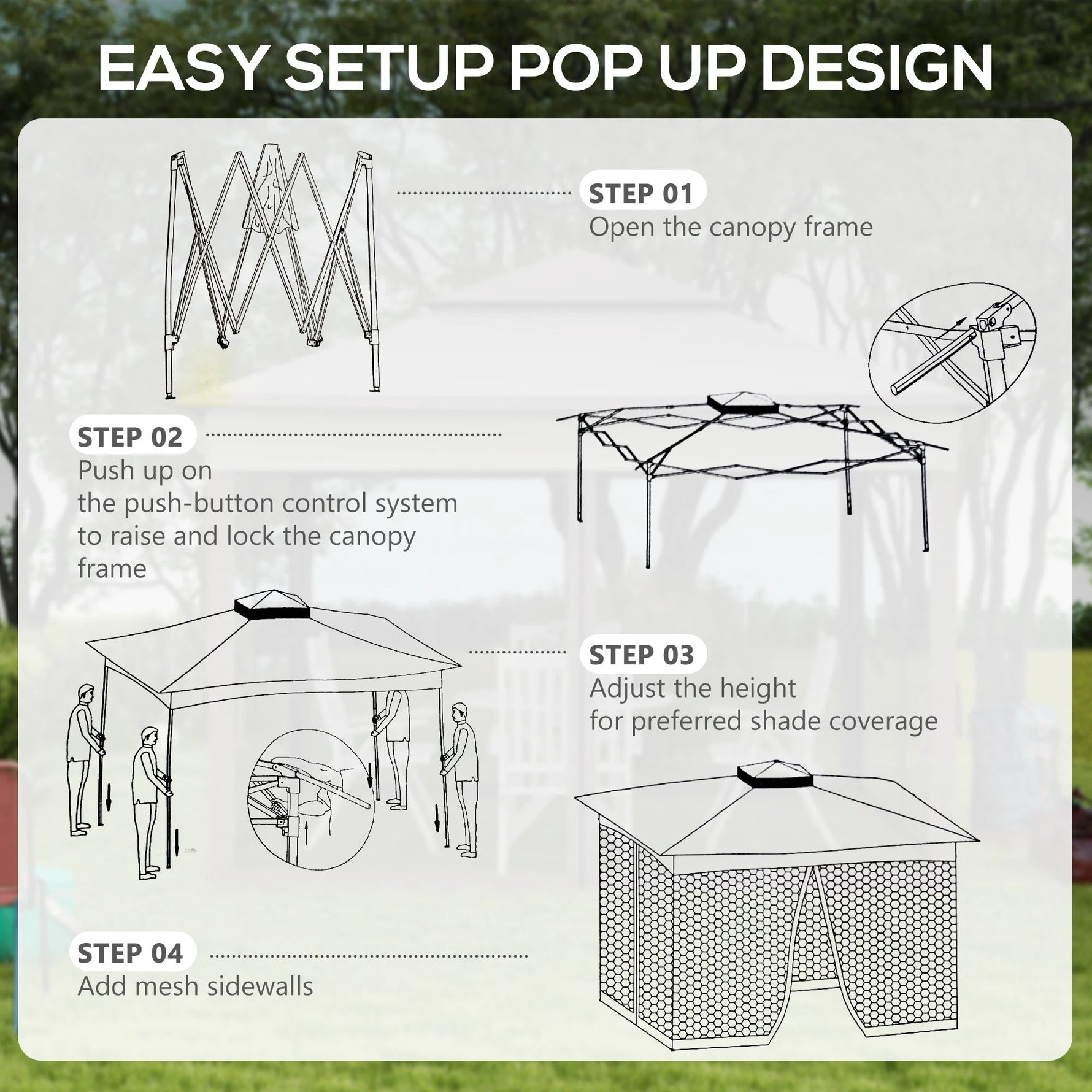 Outsunny Garden Folding Tent Heavy Duty Pop Up Gazebo for Party Light Grey by Outsunny