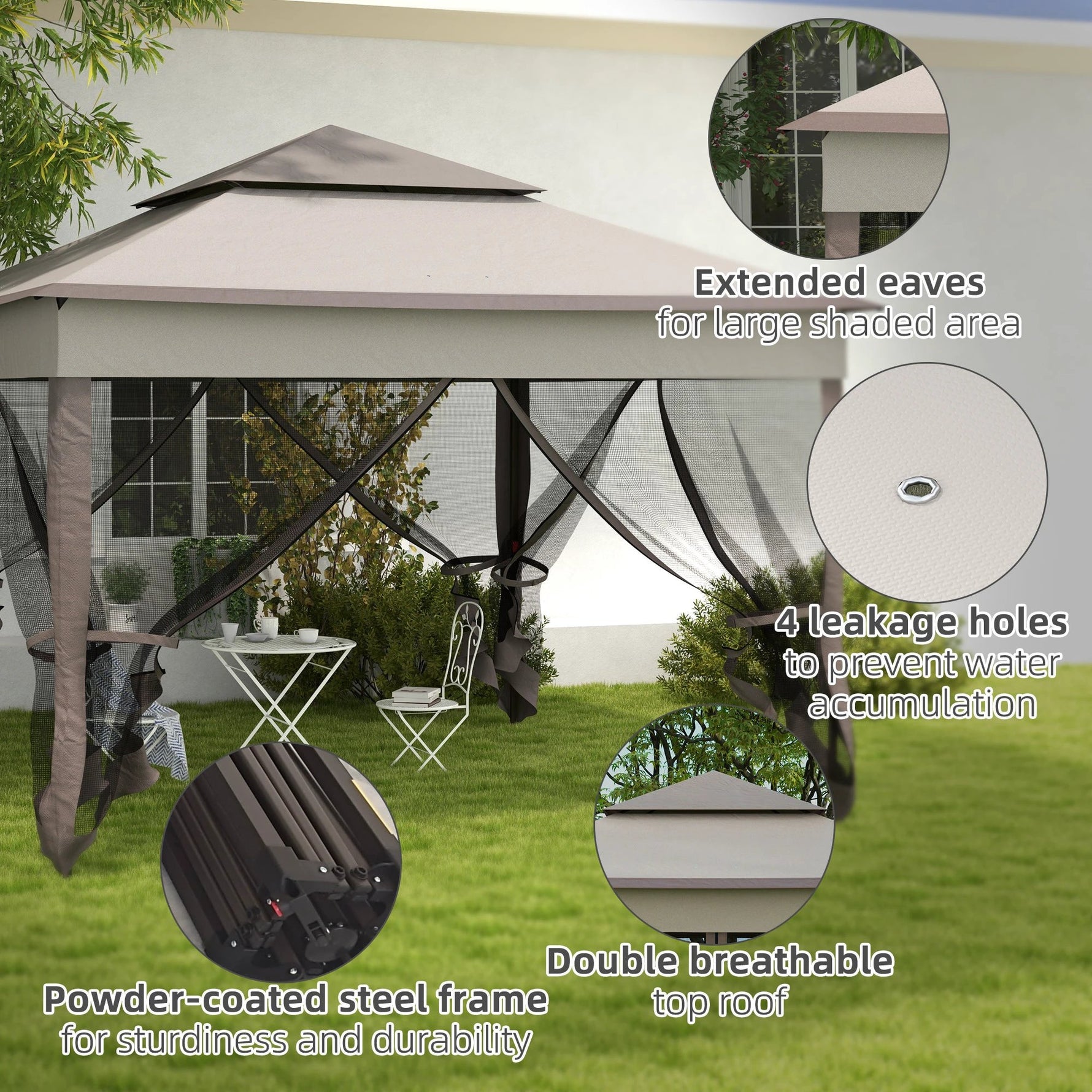 Outsunny Garden Folding Tent Heavy Duty Pop Up Gazebo for Party Light Grey by Outsunny