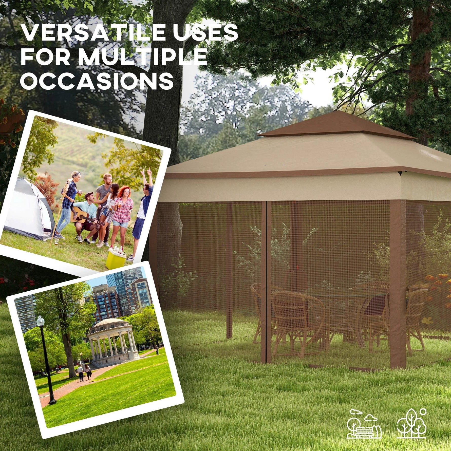Outsunny Garden Folding Tent Heavy Duty Pop Up Gazebo for Party Light Grey by Outsunny