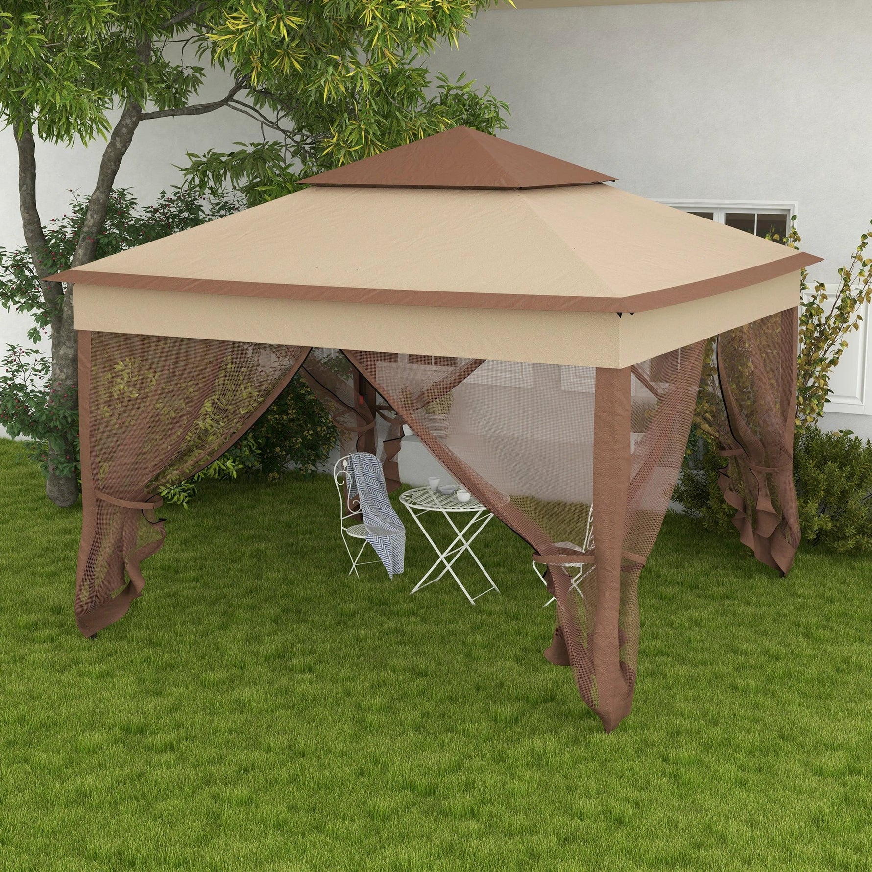 Outsunny Garden Folding Tent Heavy Duty Pop Up Gazebo for Party Light Grey by Outsunny