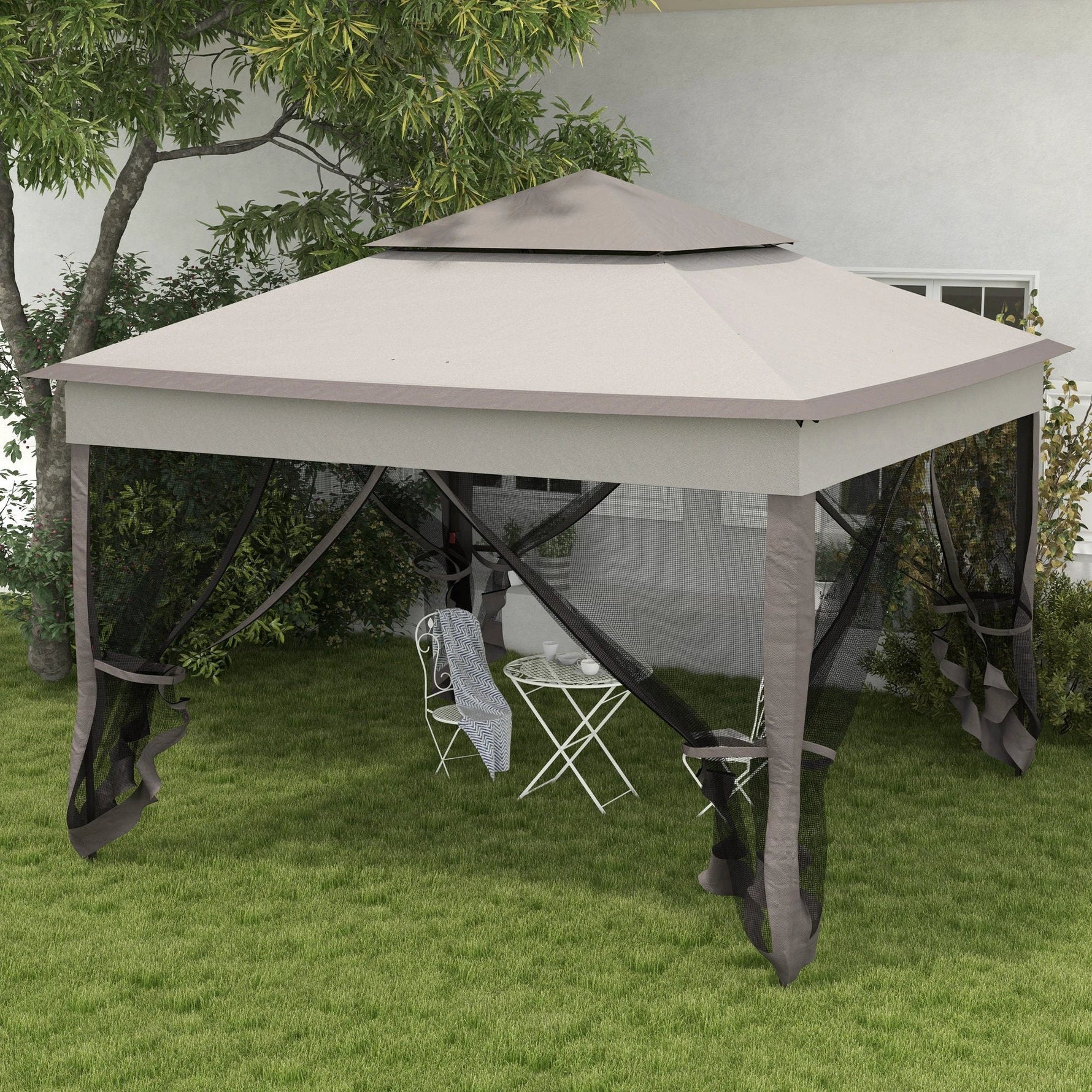 Outsunny Garden Folding Tent Heavy Duty Pop Up Gazebo for Party Light Grey by Outsunny