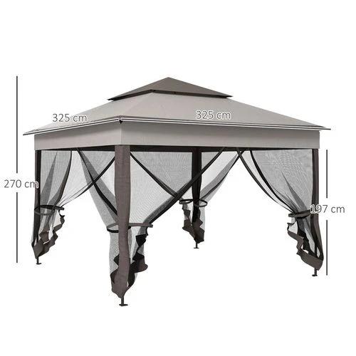 Outsunny Outsunny Garden Folding Tent Heavy Duty Pop Up Gazebo for Party Light Grey - Gazebos