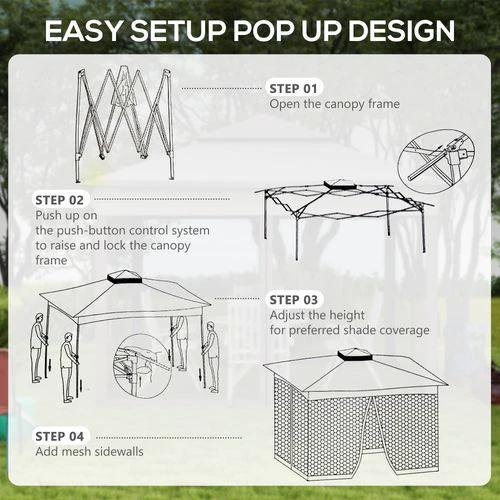 Outsunny Outsunny Garden Folding Tent Heavy Duty Pop Up Gazebo for Party Light Grey - Gazebos