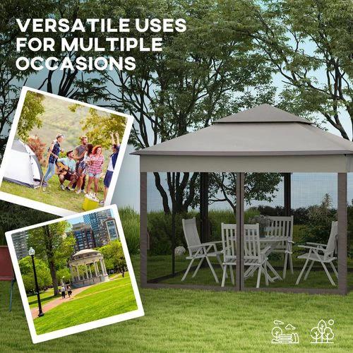 Outsunny Garden Folding Tent Heavy Duty Pop Up Gazebo for Party Light Grey by Outsunny