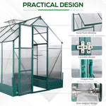 Outsunny Garden Walk-in Aluminium Greenhouse Polycarbonate with Plant Bed - Uncategorized Greenhouse