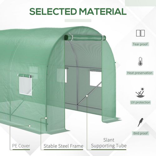 3.5 x 3 x 2 m Polytunnel Greenhouse Polytunnel Tent w/ PE Cover Green - Greenhouse from Outsunny