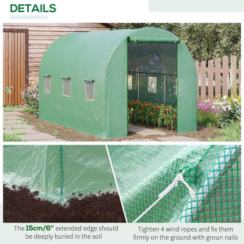 3.5 x 3 x 2 m Polytunnel Greenhouse Polytunnel Tent w/ PE Cover Green - Greenhouse from Outsunny