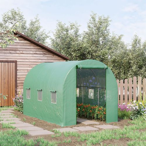 3.5 x 3 x 2 m Polytunnel Greenhouse Polytunnel Tent w/ PE Cover Green - Greenhouse from Outsunny