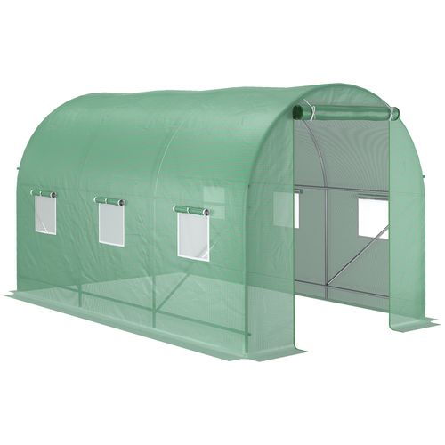 3.5 x 3 x 2 m Polytunnel Greenhouse Polytunnel Tent w/ PE Cover Green - Greenhouse from Outsunny