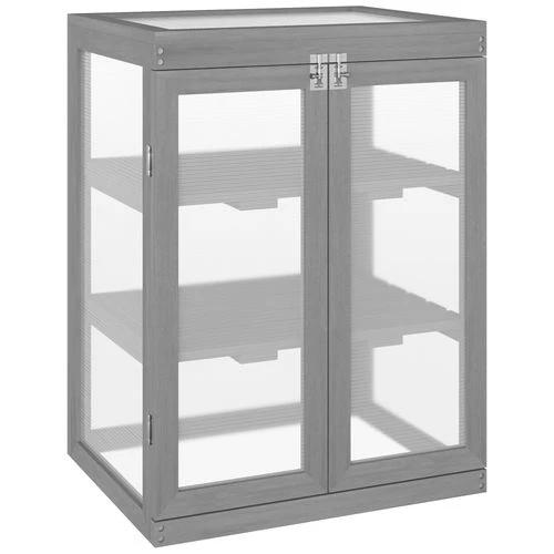 Outsunny 3-tier Wood Greenhouse Plant Storage Shelf Garden Cold Frame Grow House - Greenhouse