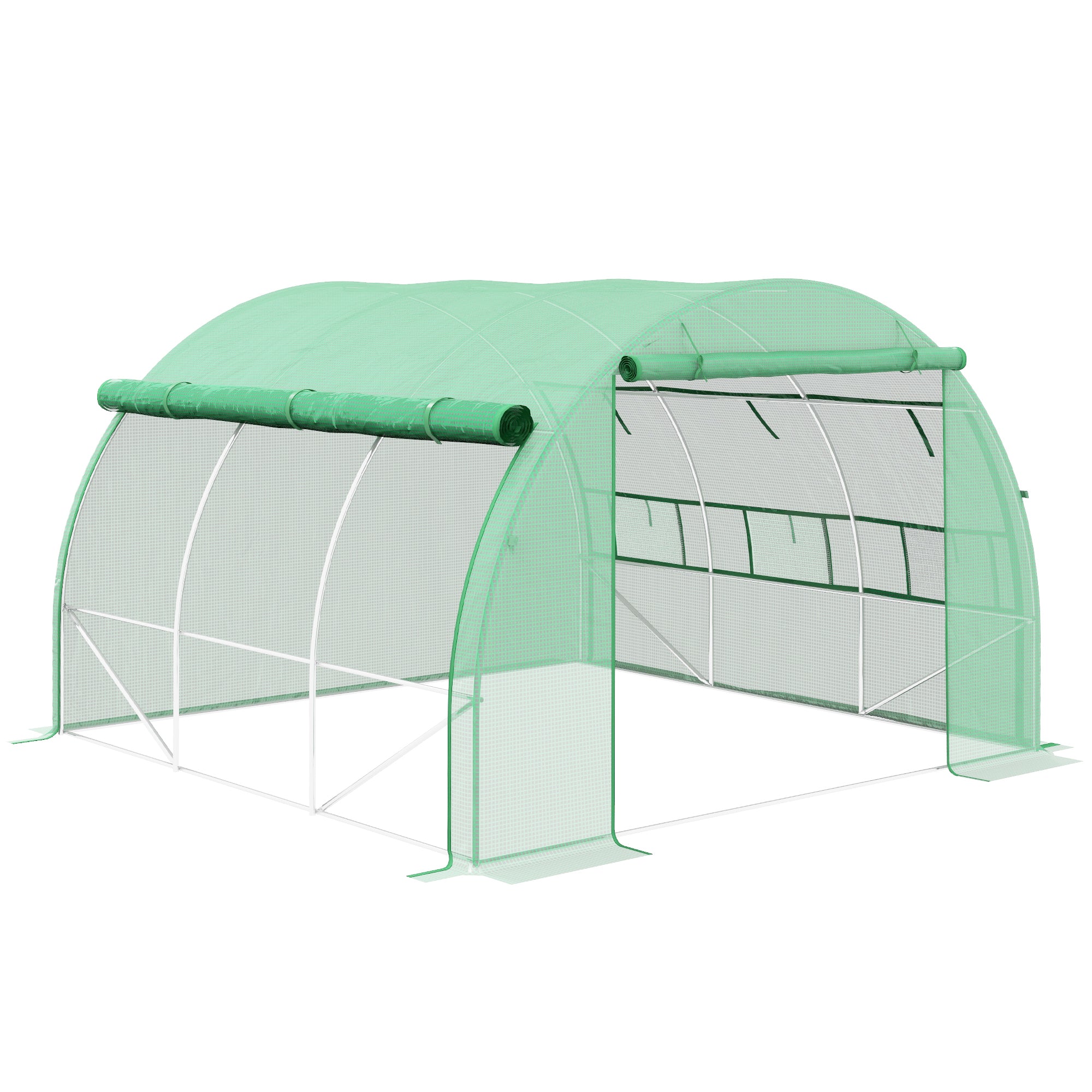 3 x 3 x 2 m Polytunnel Greenhouse Pollytunnel Tent w/ Steel Frame Green - Greenhouse from Outsunny