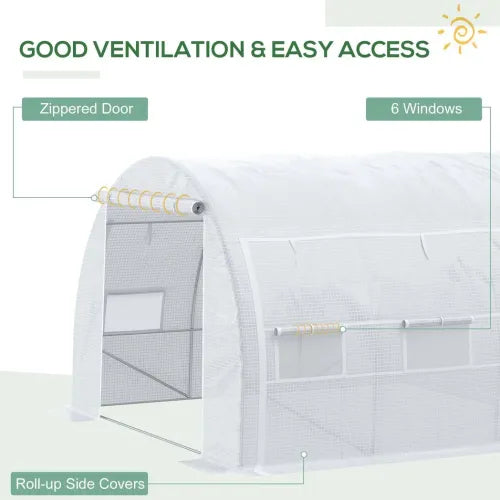 3 x 3 x 2 m Polytunnel Greenhouse Pollytunnel Tent w/ Steel Frame White - Greenhouse from Outsunny
