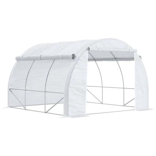 3 x 3 x 2 m Polytunnel Greenhouse Pollytunnel Tent w/ Steel Frame White by Outsunny
