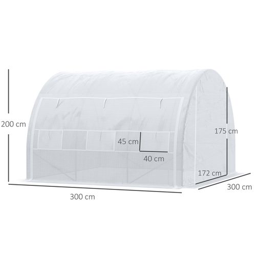 3 x 3 x 2 m Polytunnel Greenhouse Pollytunnel Tent w/ Steel Frame White - Greenhouse from Outsunny