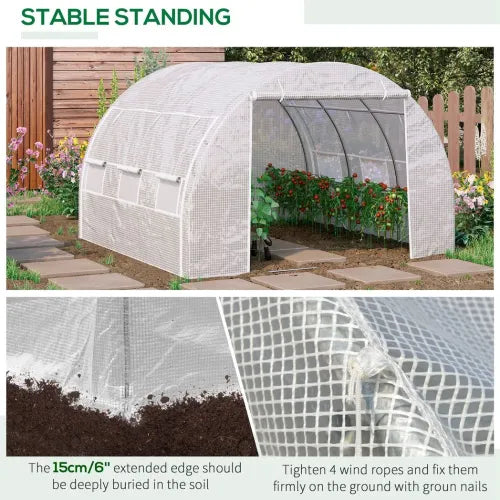 3 x 3 x 2 m Polytunnel Greenhouse Pollytunnel Tent w/ Steel Frame White - Greenhouse from Outsunny