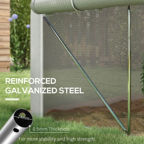 4 x 3(m) Polytunnel Greenhouse with Roll Up Sidewalls, Mesh Door, Plant Labels - Greenhouse from Outsunny