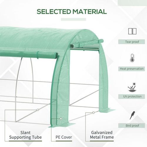 4 x 3 x 2 m Polytunnel Greenhouse Pollytunnel Tent w/ Steel Frame Green - Greenhouse from Outsunny