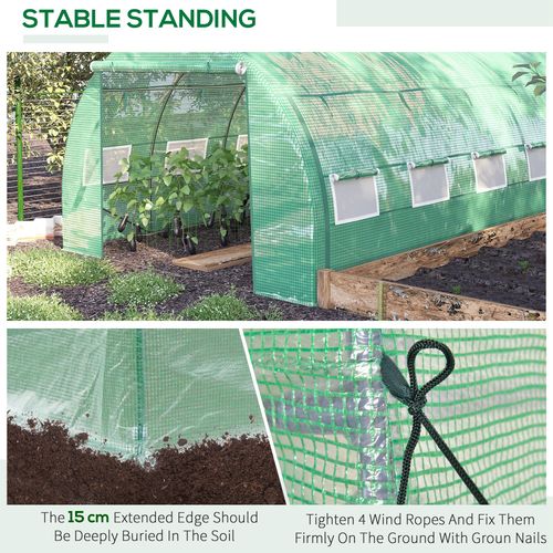 4 x 3 x 2 m Polytunnel Greenhouse Pollytunnel Tent w/ Steel Frame Green - Greenhouse from Outsunny
