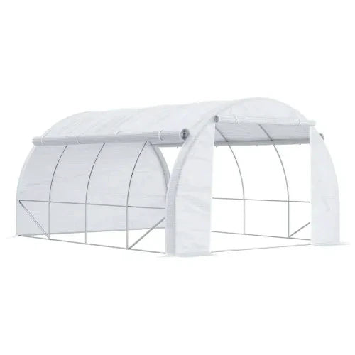 Outsunny 4 x 3 x 2 m Polytunnel Greenhouse Pollytunnel Tent w/ Steel Frame White - Greenhouse