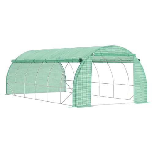 6 x 3 x 2 m Polytunnel Greenhouse Pollytunnel Tent w/ Steel Frame Green - Greenhouse from Outsunny