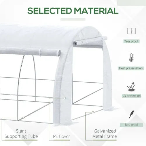 6 x 3 x 2 m Polytunnel Greenhouse Pollytunnel Tent w/ Steel Frame White - Greenhouse from Outsunny