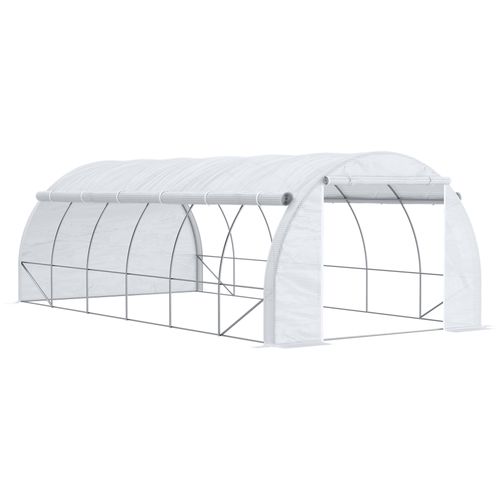 6 x 3 x 2 m Polytunnel Greenhouse Pollytunnel Tent w/ Steel Frame White - Greenhouse from Outsunny