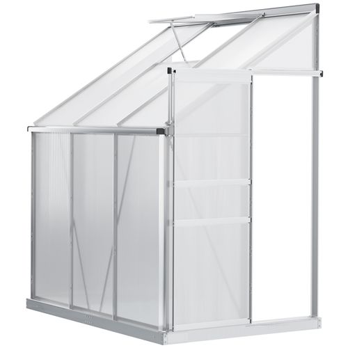 6 x 4ft Polycarbonate Greenhouse Aluminum Roof Vent, Rain Gutter Sliding Door, - Greenhouse from Outsunny