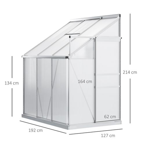 6 x 4ft Polycarbonate Greenhouse Aluminum Roof Vent, Rain Gutter Sliding Door, - Greenhouse from Outsunny