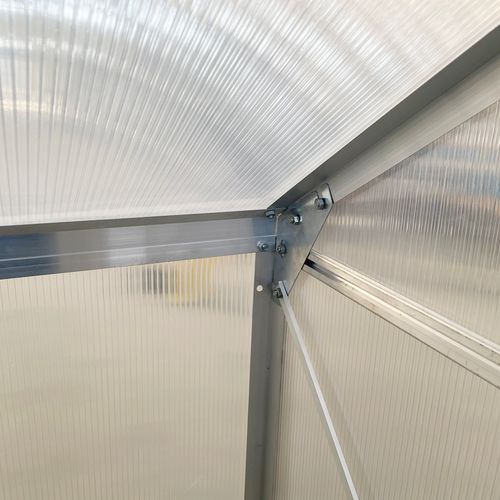 6 x 4ft Polycarbonate Greenhouse Aluminum Roof Vent, Rain Gutter Sliding Door, - Greenhouse from Outsunny