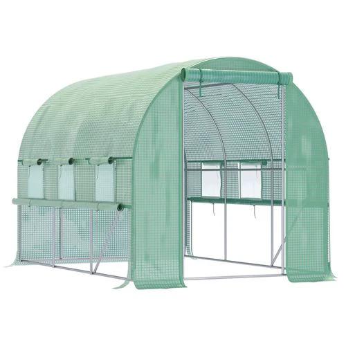 Large Outside Garden Plant Greenhouse Hot House w/ Zipped Doors Green by Outsunny