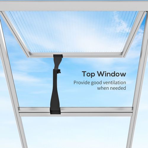 Outsunny 10x6ft Aluminium Greenhouse with/ Door Window Galvanised Base PC Panel - Greenhouse from Outsunny