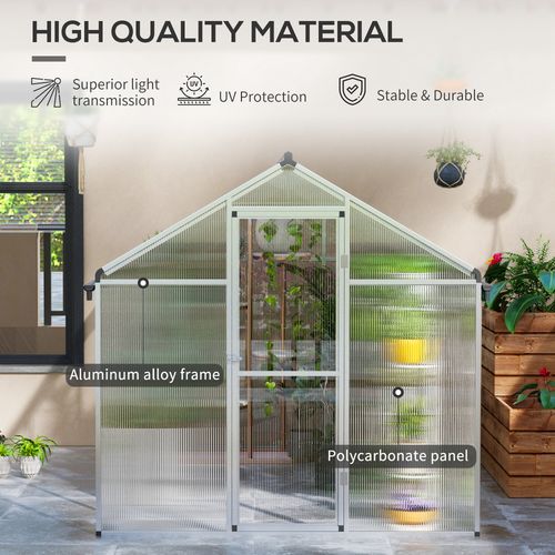 Outsunny 10x6ft Aluminium Greenhouse with/ Door Window Galvanised Base PC Panel - Greenhouse from Outsunny