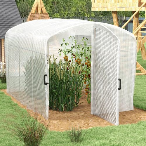Outsunny 3 x 2 x 2m Polytunnel Greenhouse with Door, Galvanised Steel Frame - Greenhouse from Outsunny