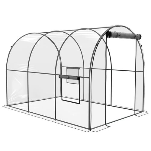 Outsunny 3 x 2 x 2m Polytunnel Greenhouse with Door, Windows, Steel Frame - Greenhouse from Outsunny