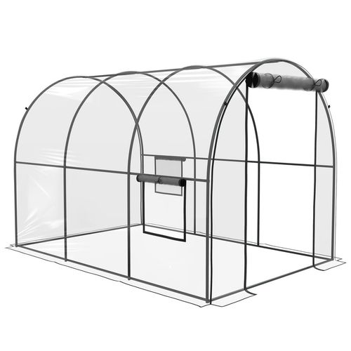 Outsunny 3 x 2 x 2m Polytunnel Greenhouse with Door, Windows, Steel Frame - Greenhouse from Outsunny