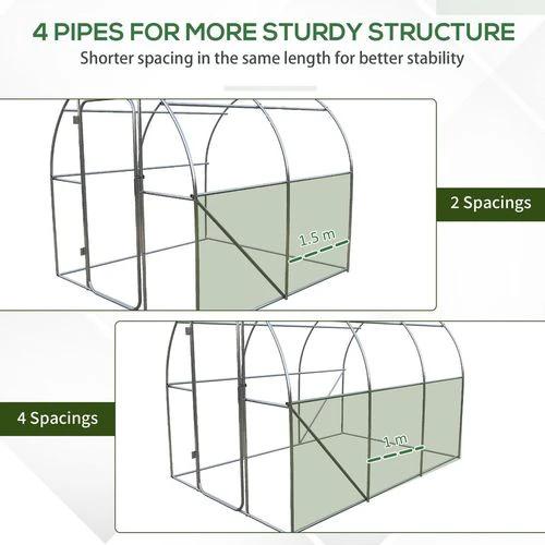 Outsunny Outsunny 3 x 2M Reinforced Walk-in Polytunnel Garden Greenhouse Steel Frame - Greenhouse