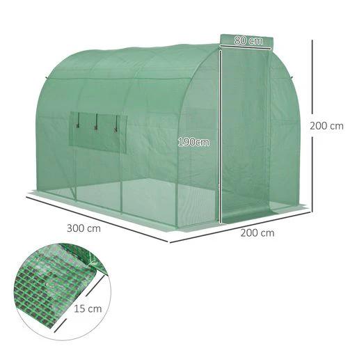 Outsunny Outsunny 3 x 2M Reinforced Walk-in Polytunnel Garden Greenhouse Steel Frame - Greenhouse