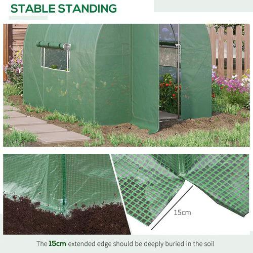 Outsunny Outsunny 3 x 2M Reinforced Walk-in Polytunnel Garden Greenhouse Steel Frame - Greenhouse