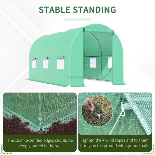 Outsunny 4.5m x 2m x 2m Walk-In Gardening Plant Greenhouse w/ PE Cover, Green - Greenhouse from Outsunny